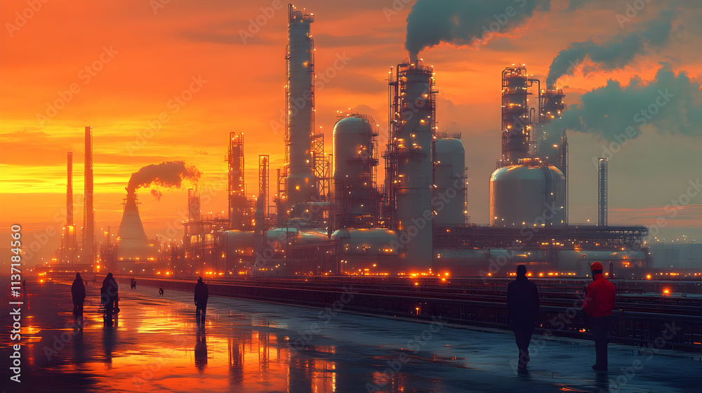 Obraz premium Industrial Sunset - Illustration