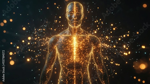 human body abstract glowing particles