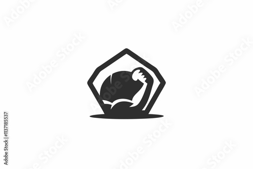 creative gym atlas stone icon and logo vector illustration