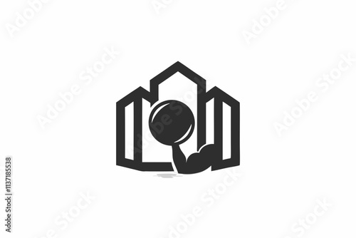 creative gym atlas stone icon and logo vector illustration