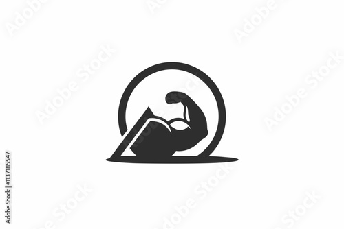 creative gym atlas stone icon and logo vector illustration