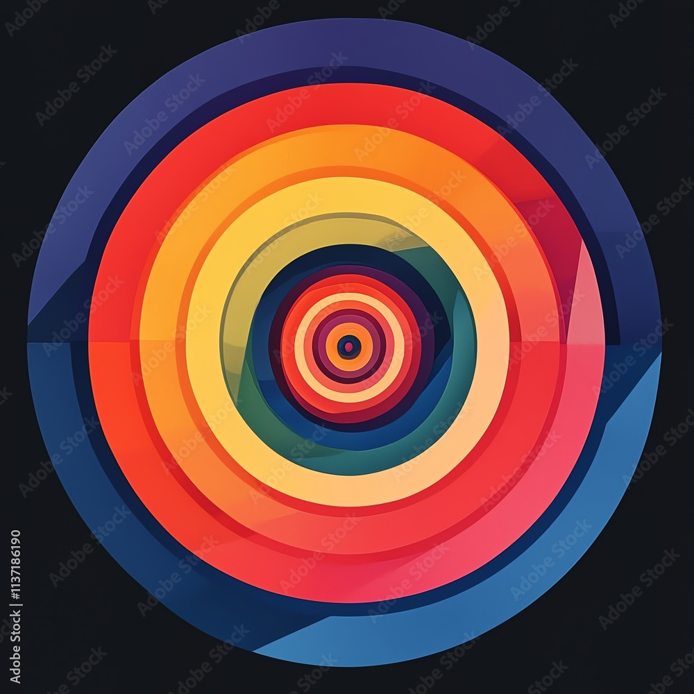 A vibrant abstract design featuring concentric circles in a spectrum of colors, creating a visually striking and dynamic pattern. A vibrant abstract design featuring concentric circles in a spectrum of colors, creating a visually striking and dynamic pattern.