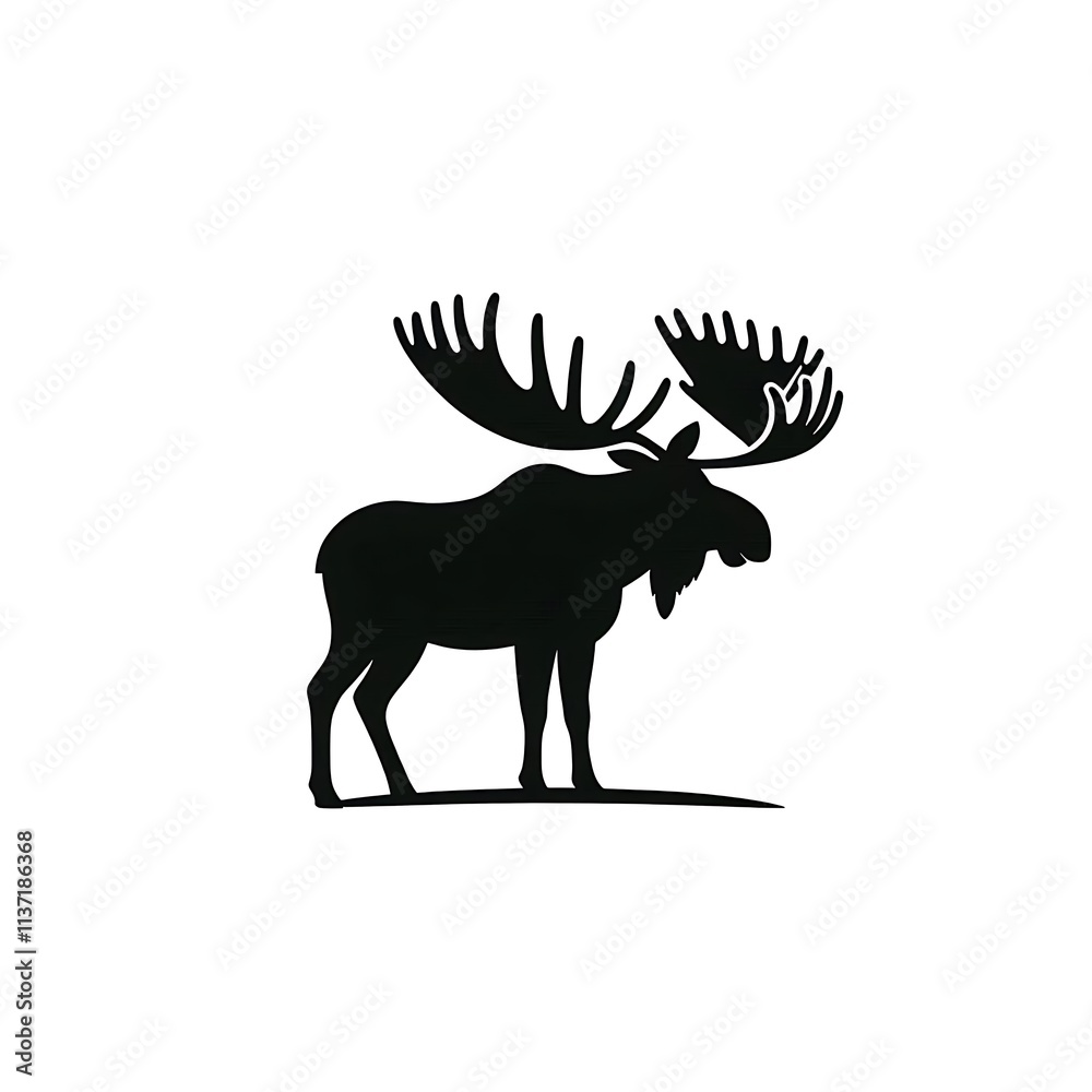 Moose logo vector, Moose vector icon, Moose Silhouette Vector Illustration black and white Moose logo vector, Moose vector icon, Moose Silhouette Vector Illustration black and white