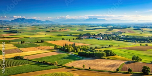 Wallpaper Mural Landscape of flat plains in northern Italy , Pianura Padana, agriculture, fields, farmland, rural, countryside Torontodigital.ca