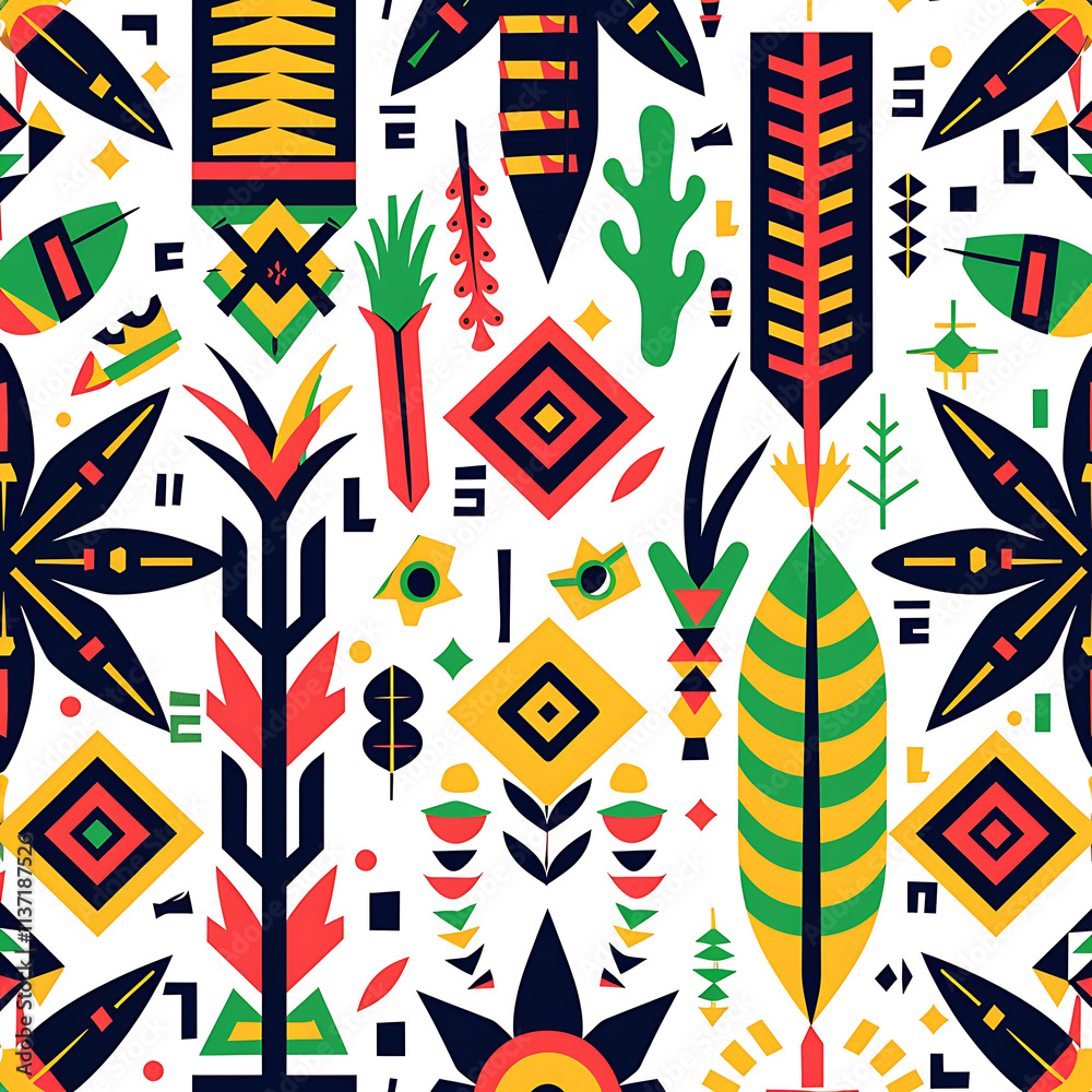Fototapeta premium Colorful Geometric Tropical Pattern Design