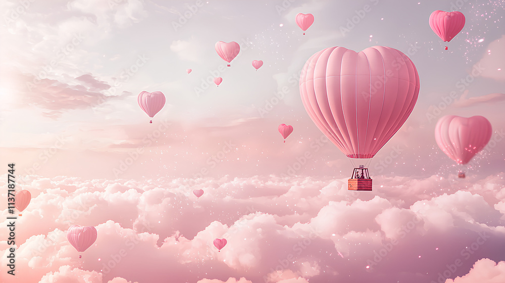 Obraz premium Heart Balloons in Pink.