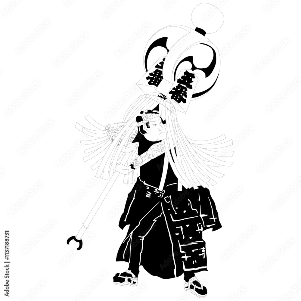 Fototapeta premium 【江戸の花子供遊び 江戸火消し 五番こ組】【歌川芳虎】nukiyoe-0030