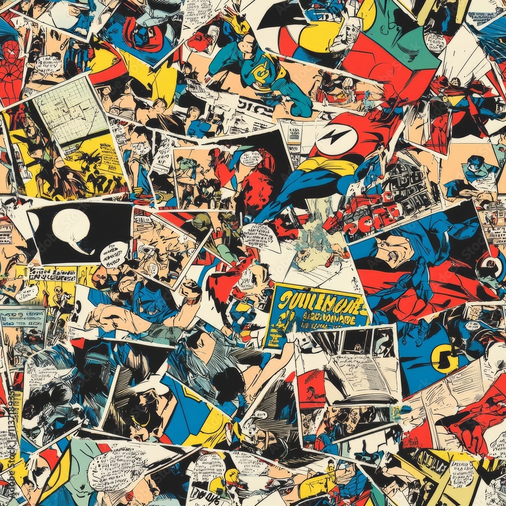 Fototapeta premium Seamless pattern of comic book page layouts