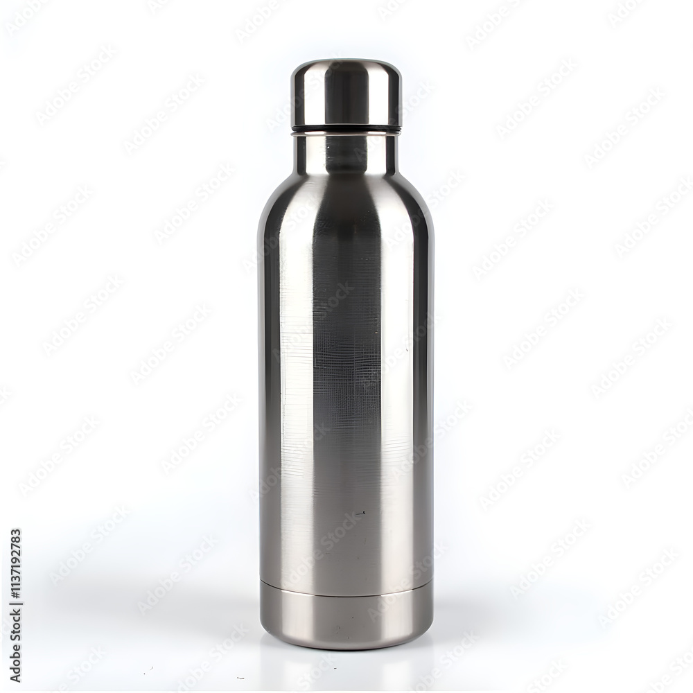 Sleek and modern stainless steel water bottle for hydration on the go, photographic of product photography concept. Sleek and modern stainless steel water bottle for hydration on the go, photographic of product photography concept.