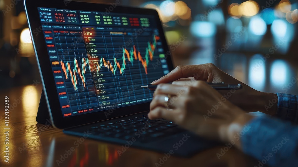 Modern Trading Approach on Tablet Screen Modern Trading Approach on Tablet Screen