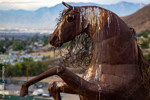 Horse sculpture overlooking 