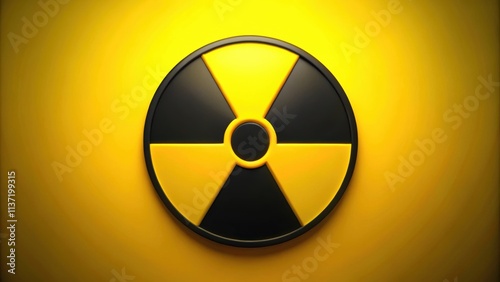 Black radioactive sign over yellow background, radioactive, warning, danger, nuclear, symbol, hazardous, caution, alert, toxic photo