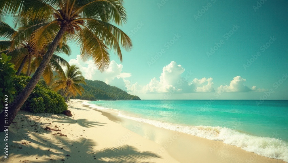 Idyllic Palm Trees on a Tropical Beach. Ideal for travel promotions, wellness branding, or natural themed business marketing Idyllic Palm Trees on a Tropical Beach. Ideal for travel promotions, wellness branding, or natural themed business marketing