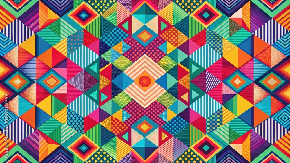 Fototapeta premium Colorful geometric pattern design with abstract shapes and vibrant colors , abstract, colorful, geometric, pattern, graphic