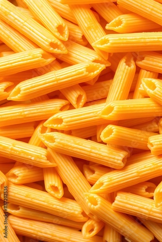 Texture of delicious penne pasta. Italian food background.