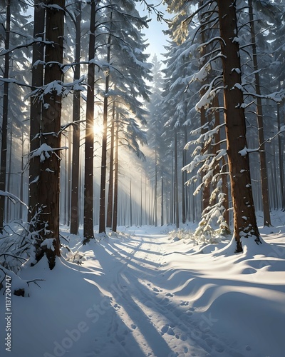 winter forest in the snow