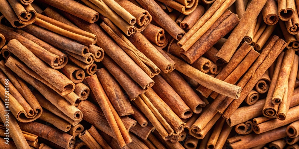 Top view of a heap of cinnamon sticks, cinnamon, sticks, spice, fragrant, aromatic, seasoning, ingredient, cooking, food, kitchen, flavor Top view of a heap of cinnamon sticks, cinnamon, sticks, spice, fragrant, aromatic, seasoning, ingredient, cooking, food, kitchen, flavor