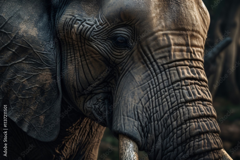 A zoomed-out view of an elephant's head in the jungle, showcasing the majestic creature amidst lush greenery and natural surroundings. A zoomed-out view of an elephant's head in the jungle, showcasing the majestic creature amidst lush greenery and natural surroundings.