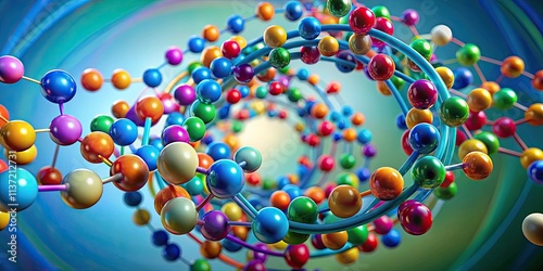 Colorful molecule with a swirling spiral pattern , organic molecules photo