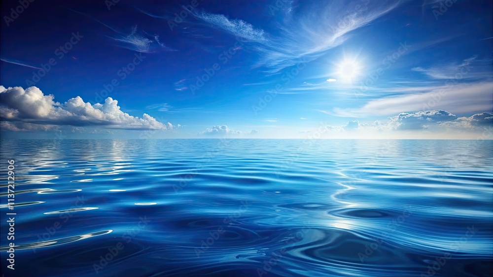 Obraz premium Deep blue water surface reflection, serene water scene, calm ocean, stillness