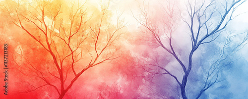 Style colorful element plants leaves leaves art modern background.