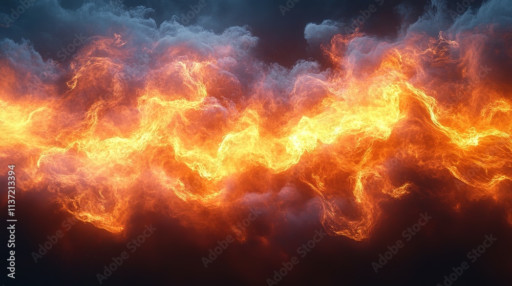 Fiery Abstract Wave of Orange and White Flames Fiery Abstract Wave of Orange and White Flames