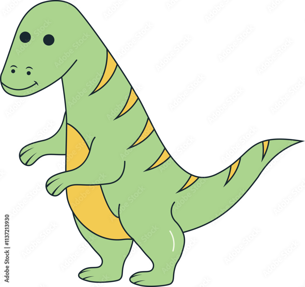 Fototapeta premium Dinosaurs Illustration in Flat Cartoon Design. Isolated Vector Character