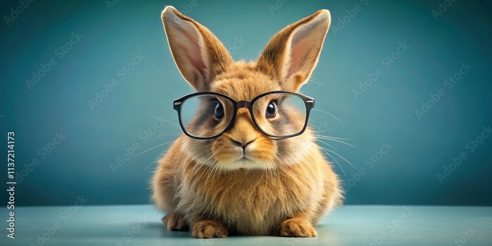 Bunny in Glasses, Studio Background, Rule of Thirds Bunny in Glasses, Studio Background, Rule of Thirds