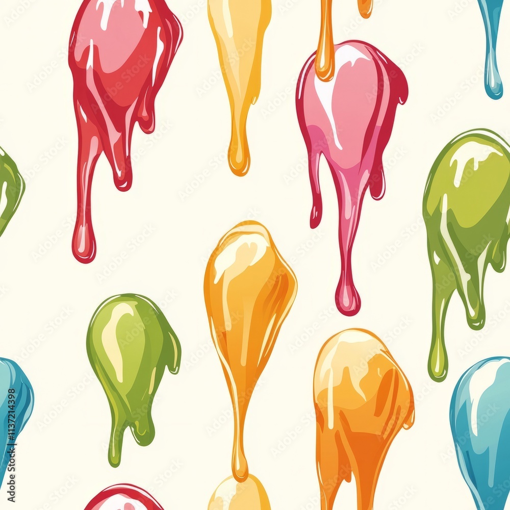 Seamless pattern of melted ice cream drips Seamless pattern of melted ice cream drips