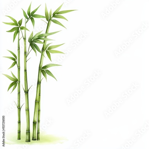 Watercolor Painting of Bamboo Plants