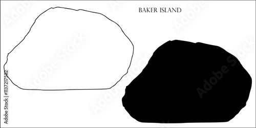 Baker Island Blank Map, Baker Island Map Outline Vector Images