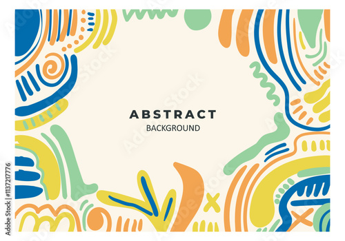 Doodle style background. Abstract freehand shapes, modern patterns, for printing. Poster, card design