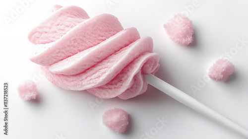 A single stick of pale pink cotton candy isol photo