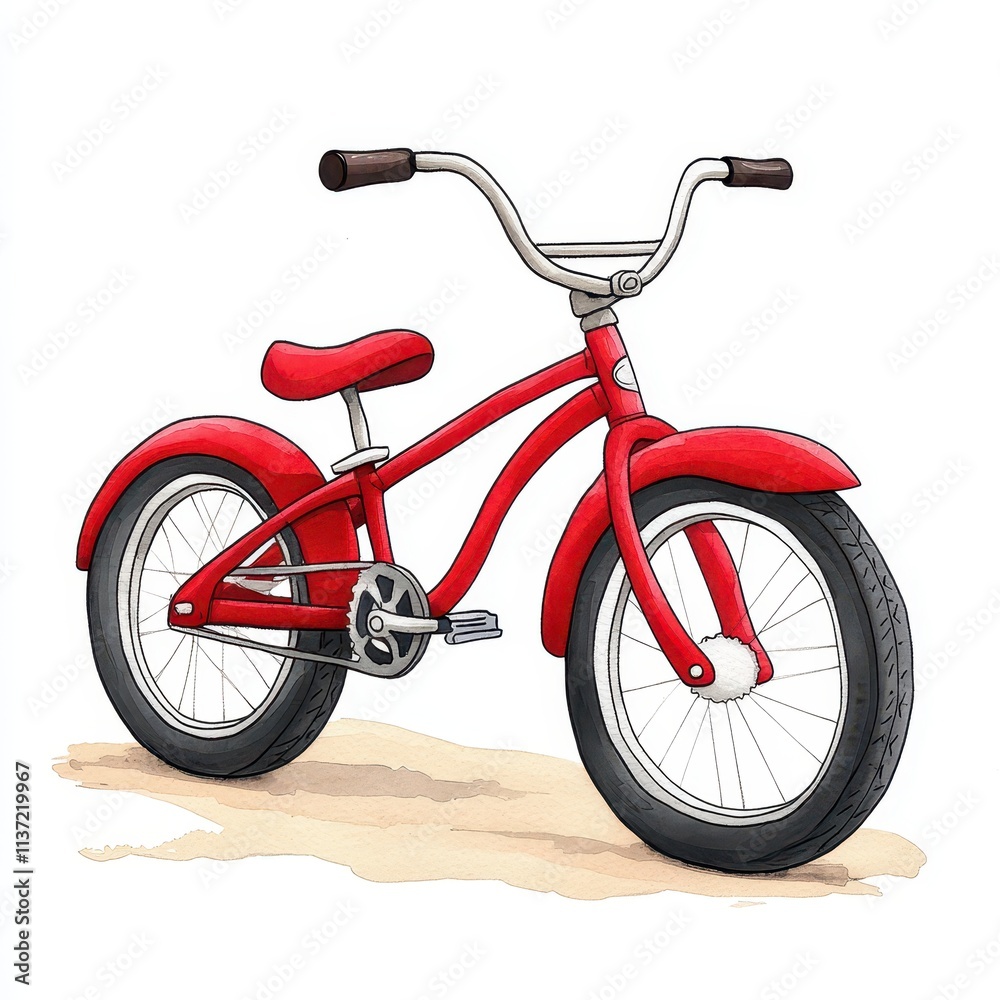 Fototapeta premium Red Children's Bicycle on Sand