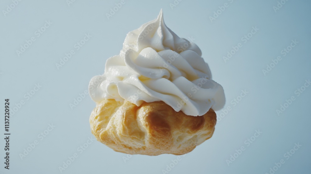 Cream Puff on Bright White Background Cream Puff on Bright White Background