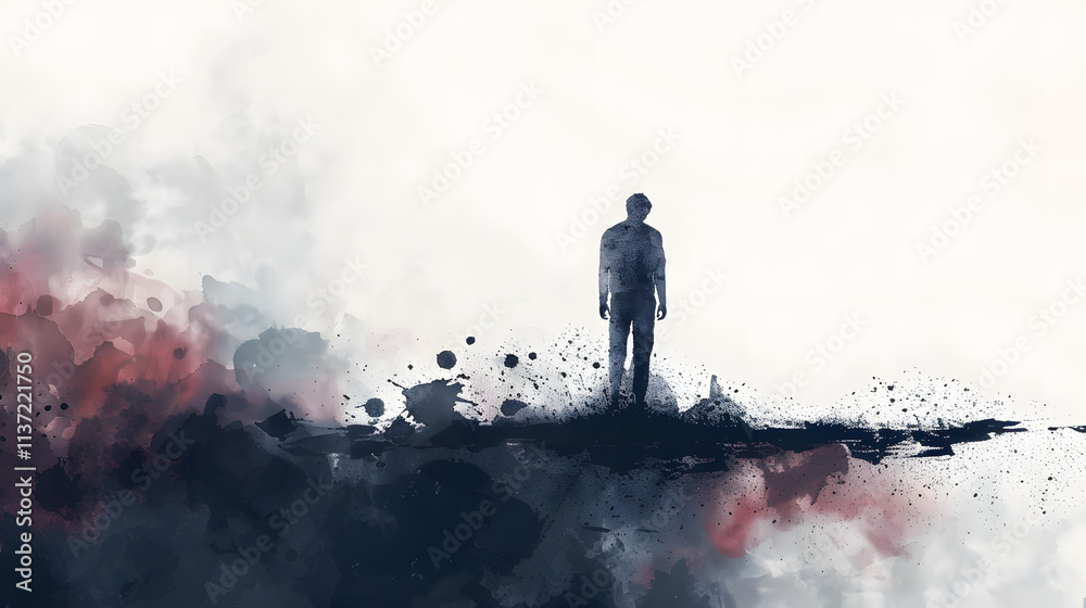 Fototapeta premium silhouette of a man watercolor