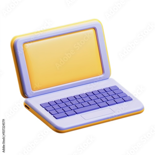 Computer laptop with a yellow and blue screen