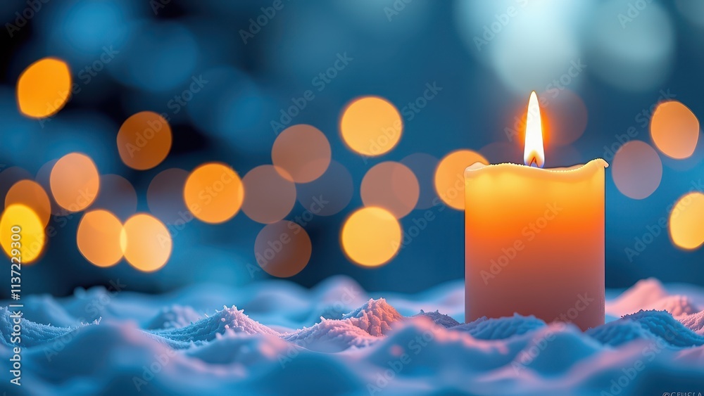 showcases an orange candle standing tall on a soft, fluffy surface, surrounded by a subtle bokeh effect. the candle's flame casts a warm glow, illuminating the surrounding area and creating a cozy showcases an orange candle standing tall on a soft, fluffy surface, surrounded by a subtle bokeh effect. the candle's flame casts a warm glow, illuminating the surrounding area and creating a cozy