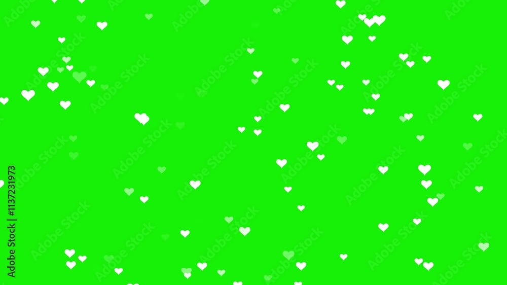 Green screen falling heart particles animation for valentine’s day wedding, and romantic video projects