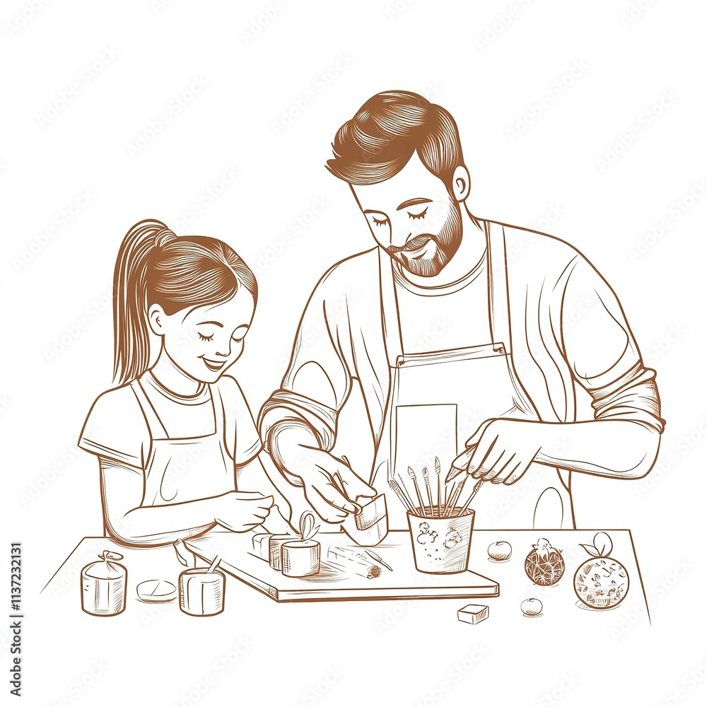 Man and a little girl are cooking together Man and a little girl are cooking together