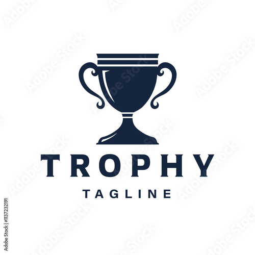 Championship Trophy Silhouette with Simple Design, Sports Tournament Award Place Icon, Victory Symbol