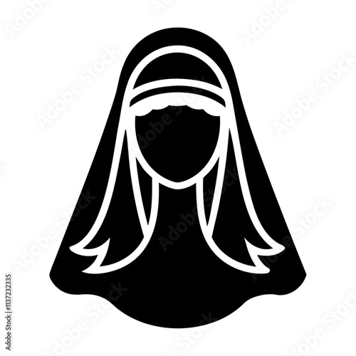 Wedding bridal girl's veil dress vector icon design