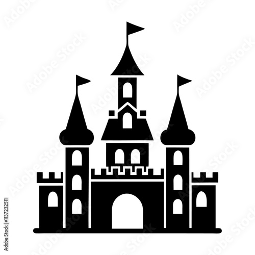 Castle fantasy tower vector icon design isolated on white