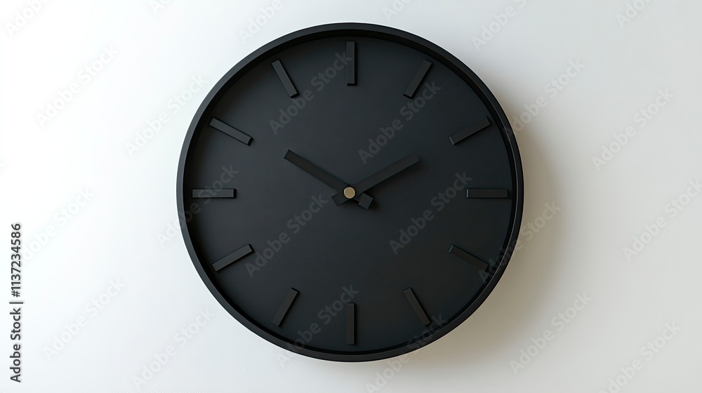 3D rendering Mock up black wall clock template on white background. 3D rendering Mock up black wall clock template on white background.