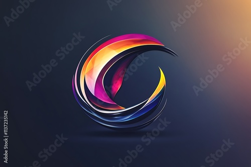 A sleek and modern futuristic logo design featuring abstract shapes and vibrant colors photo