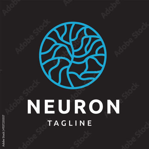 Neuron Nerve Cell Logo Design Inspiration Modern Shape Coral Seaweed Illustration with Dark Background