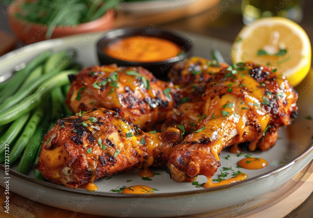 Grilled Chicken with Lemon and Sauce Grilled Chicken with Lemon and Sauce
