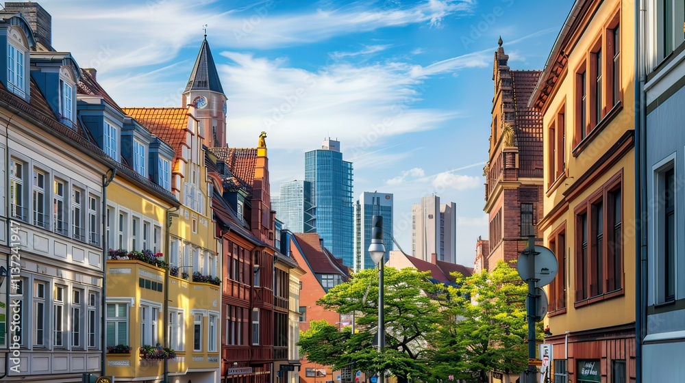 A cityscape featuring a blend of modern and historic buildings. A cityscape featuring a blend of modern and historic buildings.