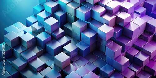 Fototapeta Naklejka Na Ścianę i Meble -  Abstract background with overlapping cubes in shades of blue and purple , abstract, background, cubes, geometric,pattern
