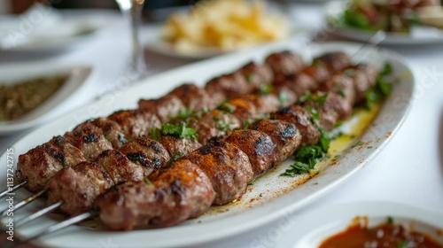 Smoky Kebab with Spices Close-Up View